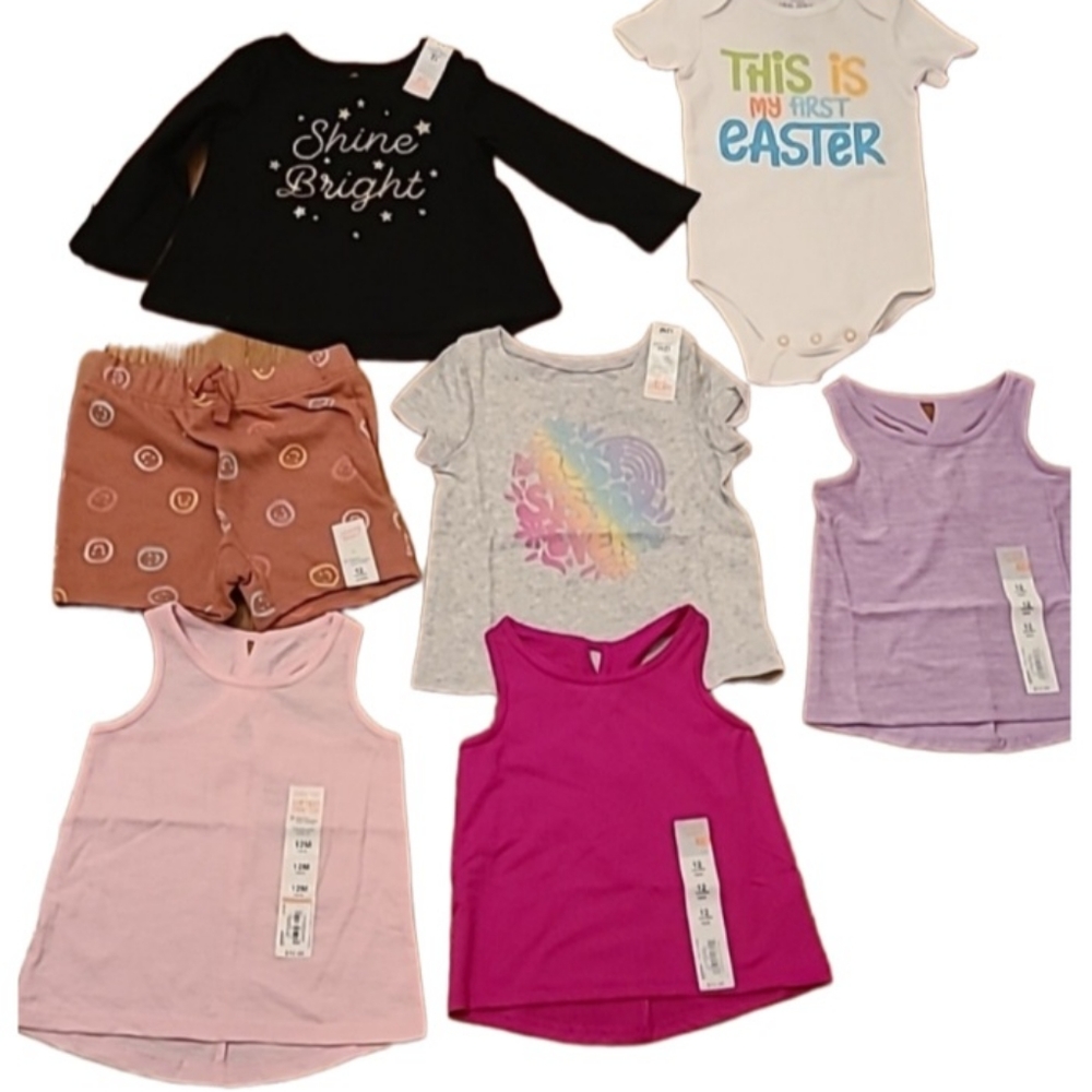 7 ITEMS BUNDLE OF BABY GIRL SUMMER ITEMS ALL SIZE 12 MONTHS